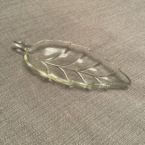 FALL Vintage Hazel Atlas Clear Glass Leaf Relish or Candy Trinket Dish